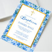 Modern Dusty Blue Baptism Kaart