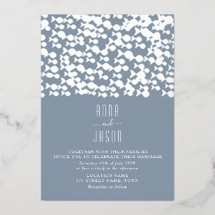 Modern Dusty Blue Beach Wedding Folie Uitnodiging