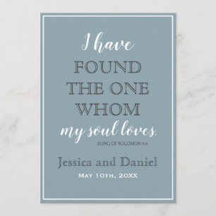 Modern Dusty Blue Charcoal Gray Wedding Kaart