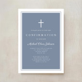 Modern Dusty Blue Cross Boy Confirmation Kaart