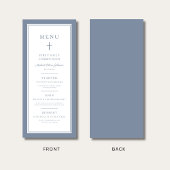 Modern Dusty Blue Cross Boy First Communion Menu
