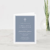 Modern Dusty Blue Cross Boy First Holy Communion (Voorkant)