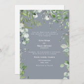 Modern Dusty Blue Eucalyptus Wedding Kaart (Voorkant / Achterkant)