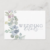 Modern Dusty Blue Floral Details Wedding Informatiekaartje (Voorkant)