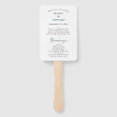 Modern Dusty Blue Floral Wedding Program Handwaaier (Achterkant)