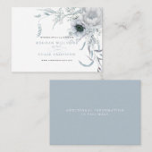 Modern Dusty Blue Floral Wedding Website Visitekaartje (Voorkant / Achterkant)