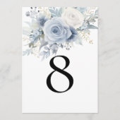 Modern Dusty Blue Florals Tafelnummer (Voorkant)