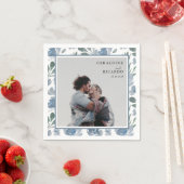 Modern Dusty Blue & Foto Bruiloft Servet (Insitu)