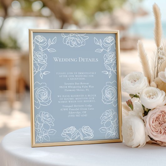 Modern Dusty Blue French Roses Wedding Details