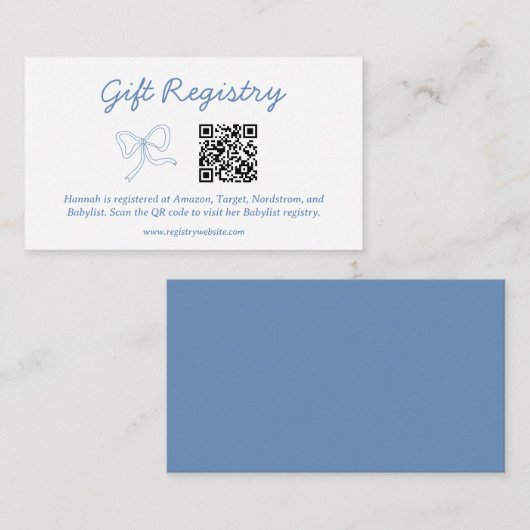 Modern Dusty Blue Gift QR Registry Enclosure Kaart (Voorkant / Achterkant)