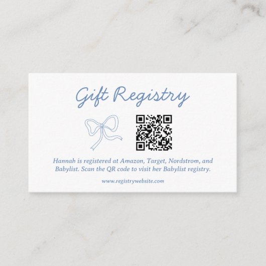 Modern Dusty Blue Gift QR Registry Enclosure Kaart (Voorkant)