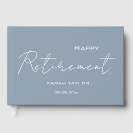 Modern Dusty Blue Happy Retirement Personalized  Gastenboek