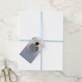 Modern Dusty Blue Heart & Photo Wedding Dank u Cadeaulabel (Met Touw)