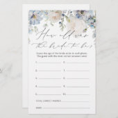 Modern Dusty Blue Hoe oud was de bruid om spel te  (Voorkant / Achterkant)