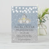 Modern Dusty Blue  Lantern Wedding Kaart (Staand voorkant)