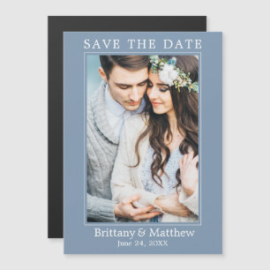 Modern Dusty Blue Magnetic Save the Date