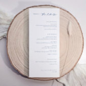 Modern Dusty Blue Minimalist Handwriting Wedding Menu