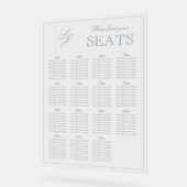 Modern Dusty Blue Monogram Script Wedding Seat Acryl Bord (Hoek)