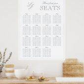 Modern Dusty Blue Monogram Script Wedding Seat Poster (Keuken)