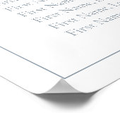 Modern Dusty Blue Monogram Script Wedding Seat Poster (Hoek)