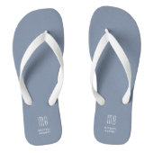 Modern Dusty Blue Monogram Teenslippers (Voetbed)