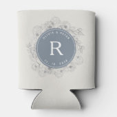 Modern Dusty Blue Monogram Wedding Blikjeskoeler (Achterkant)