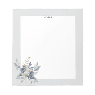 Modern Dusty Blue Navy Bloemen Boeket Bruidsmeisje Notitieblok