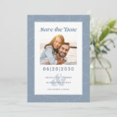 Modern Dusty Blue Pattern | De datumfoto opslaan Save The Date (Staand voorkant)