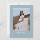 Modern Dusty Blue Photo Baby shower Kaart (Achterkant)