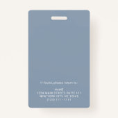 Modern Dusty Blue Photo ID Business Logo Employee Badge (Achterkant)