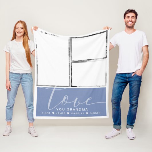 Modern Dusty Blue Photos Love Personalized Fleece Deken (In situ)