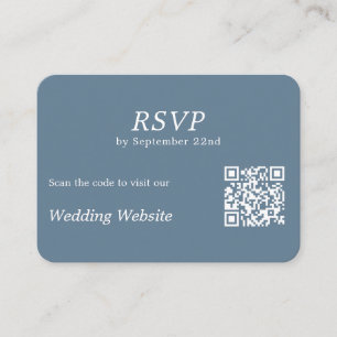 Modern Dusty Blue RSVP QR Code Bruiloft Website Informatiekaartje