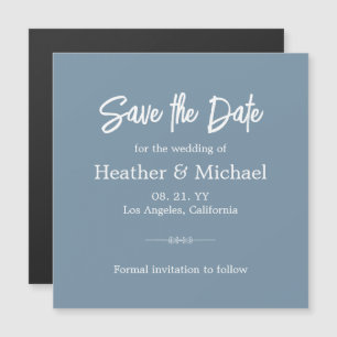 Modern Dusty Blue Save the Date Wedding Magnetische Uitnodiging