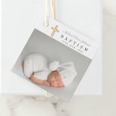 Modern Dusty Blue Script Photo Baptisme Bedankjes Labels