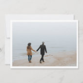 Modern Dusty Blue Script Photo Collage Wedding Kaart (Achterkant)