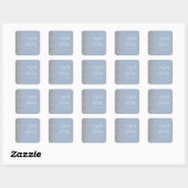Modern Dusty Blue Silver Glitter Edge Wedding Vierkante Sticker (Vel)