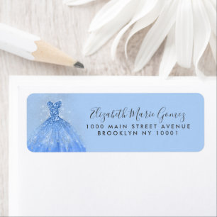 Modern Dusty Blue Silver Glitter Gown Quinceanera Etiket