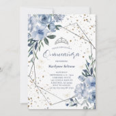 Modern Dusty Blue Silver Quinceañera Kaart (Voorkant)