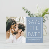 Modern Dusty Blue Sla de datumfoto QR-code op Kaart (Staand voorkant)