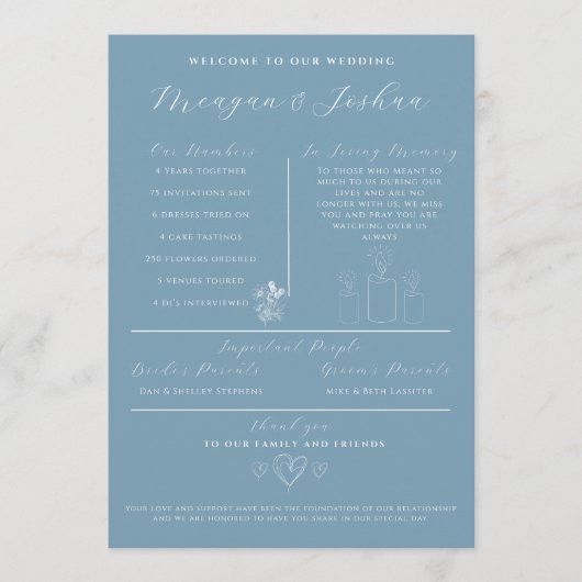 Modern Dusty Blue Spring bruiloft programma (Voorkant)