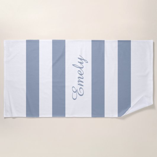 Modern Dusty Blue Striped Strandlaken (Voorkant)