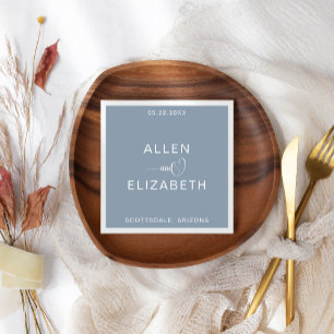 Modern Dusty Blue Stylish Personalized Wedding Servet