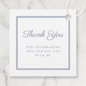 Modern Dusty Blue Thank You Boy First Communion Bedankjes Labels (Achterkant)