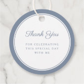 Modern Dusty Blue Thank You Boy First Communion Bedankjes Labels (Achterkant)