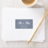 Modern Dusty Blue The Future Mr en Mrs Script Etiket (Insitu)