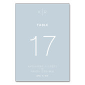 Modern Dusty Blue Trouwtafel Nummer Kaart (Achterkant)