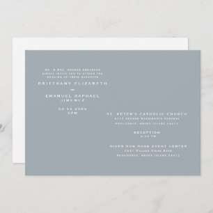 Modern Dusty Blue Two Venues Wedding Invitation Kaart