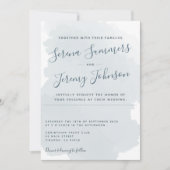 Modern Dusty Blue Waterverf Wash Beach Wedding Kaart (Voorkant)
