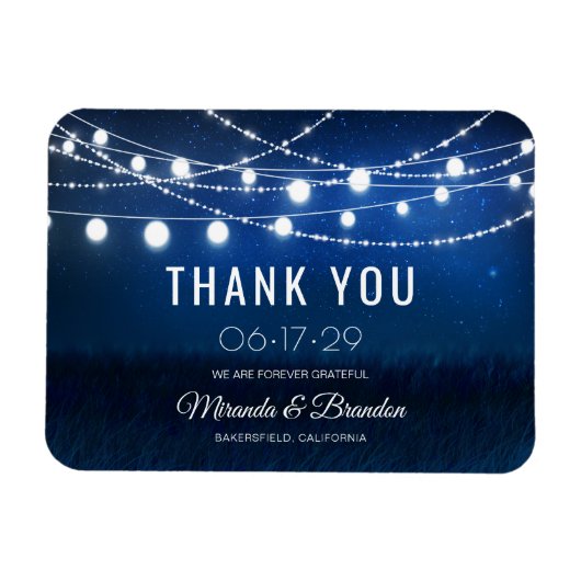 Modern Dusty Blue Wedding Bedankt Magnet Magneet (Horizontaal)