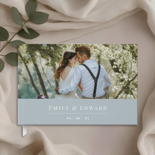 Modern Dusty Blue Wedding Foto Gastenboek